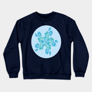 Blue Floral Decoration Abstract Silhouette Art Crewneck Sweatshirt